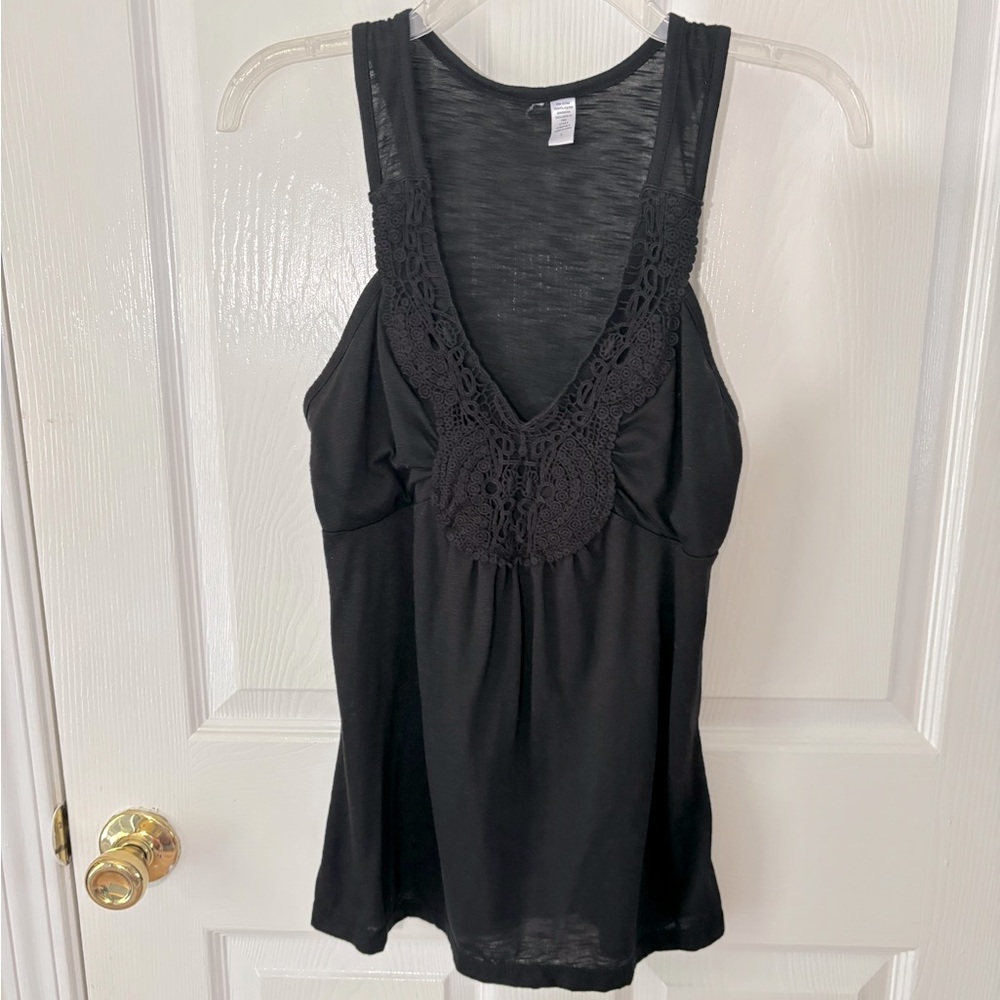 Crochet front black classy tank fun